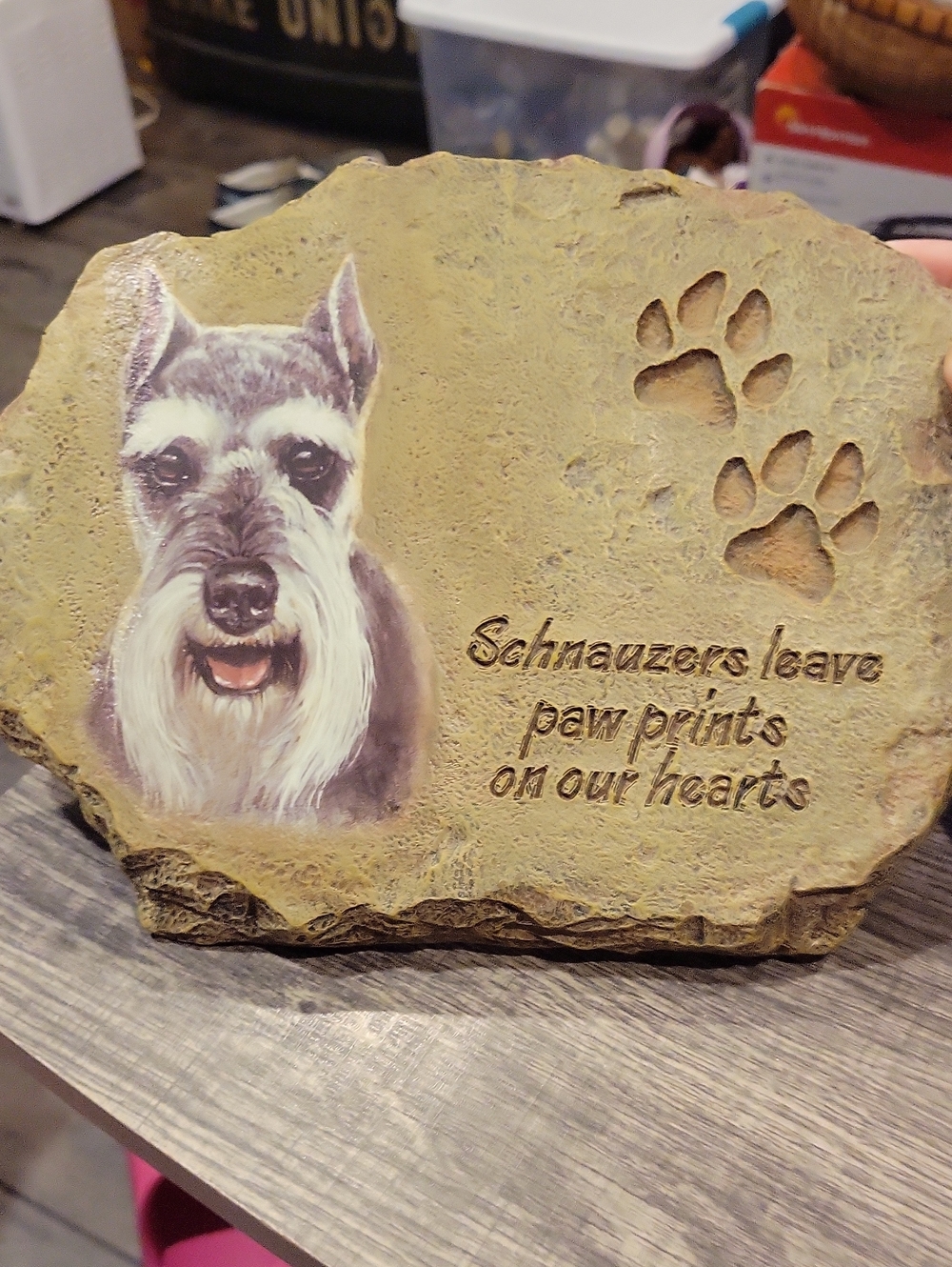 Schnauzer "Pawprints" Plaque By Bradford Exchange,New Old Stock/ Lt.weight Resin